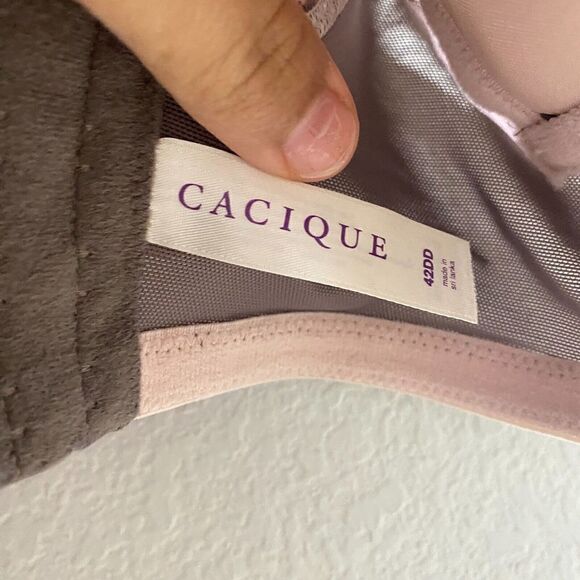 Cacique Women Adjustable Strap Underwire Overbust Bra Dark Brown Pink 42DD - Picture 9 of 10